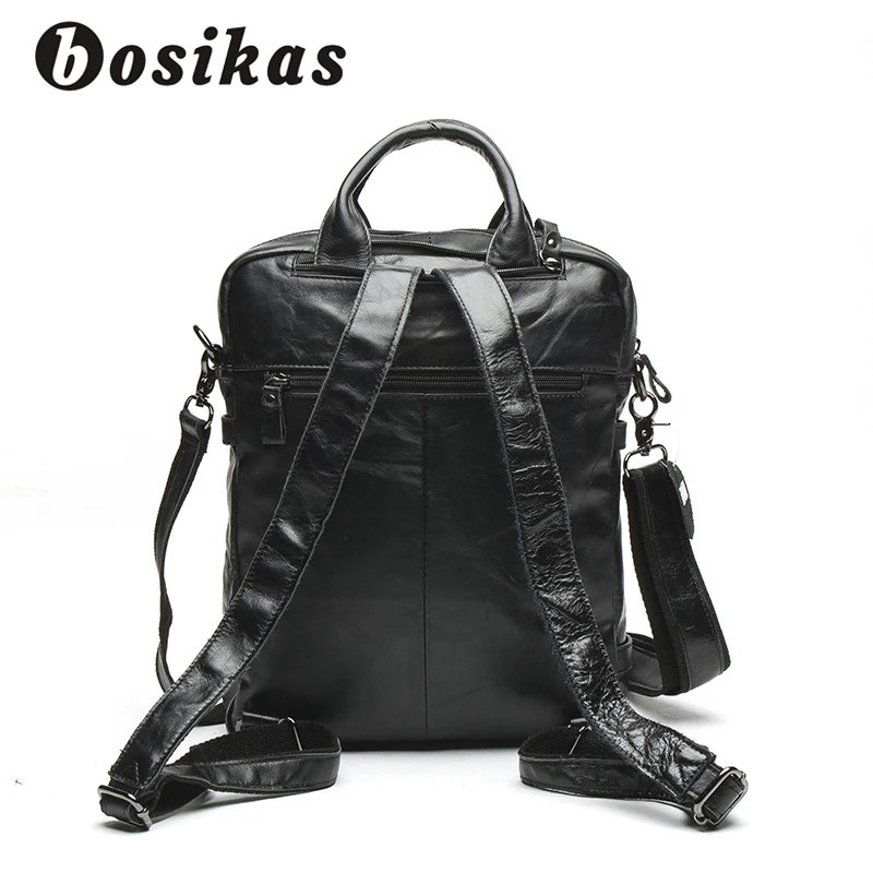 BOSIKAS мужской рюкзак кожаный школьный мужская Натуральная воловья деловая сумка
