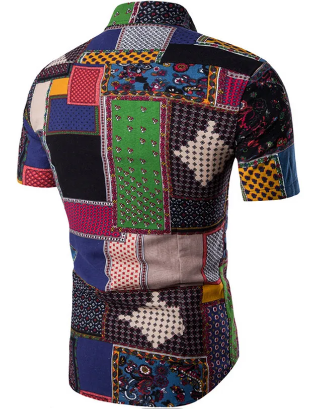 Мужская приталенная рубашка с коротким рукавом гавайская пляжная большого