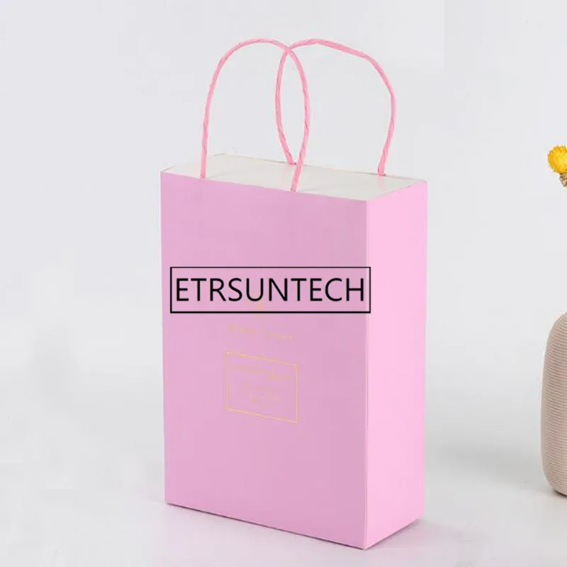 100 шт розовые бумажные мешки с прозрачным окном цветочная упаковка букета сумка