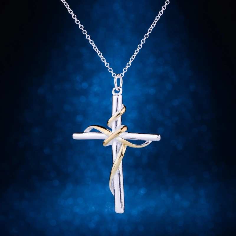 Ожерелье из серебра 925 пробы с крестом и переплетением|jewelry sleeves|jewelry magnetjewelry component |