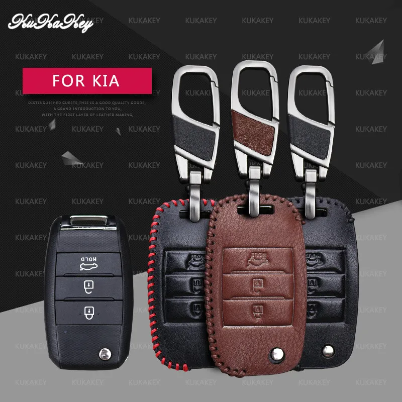 

KUKAKEY Genuine leather Key Case Cover For Kia KX3 KX5 K3S RIO Ceed Cerato Optima K5 Sportage Sorento K2 Soul K3 Car Styling