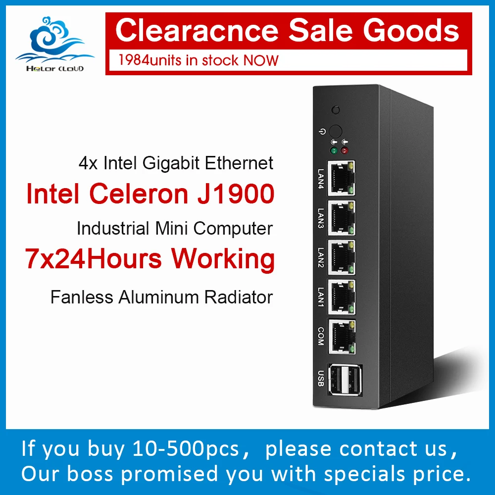 Безвентиляторный мини ПК четырехъядерный Celeron J1900 J1800 4* Gigabit Ethernet LAN маршрутизатор брандмауэр Мини компьютер Windows Ubuntu 4-RJ45 HTPC