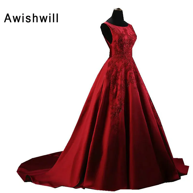 Custom Made Sleeveless Elegant Red Evening Dresses Long Applique Beaded Floor Length Gowns Women Formal | Свадьбы и торжества