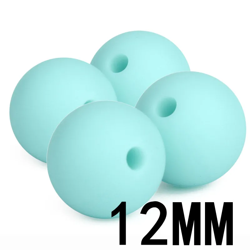 62 Blue Green Fkisbox, Круглый, 12 мм, 50 шт., силиконовые бусины, детский Прорезыватель для зубов, ожерелье, ювелирное изделие, для изготовления детских сосок, цепочка, сделай сам, Bpa бесплатно - Цвет: 62 Blue Green