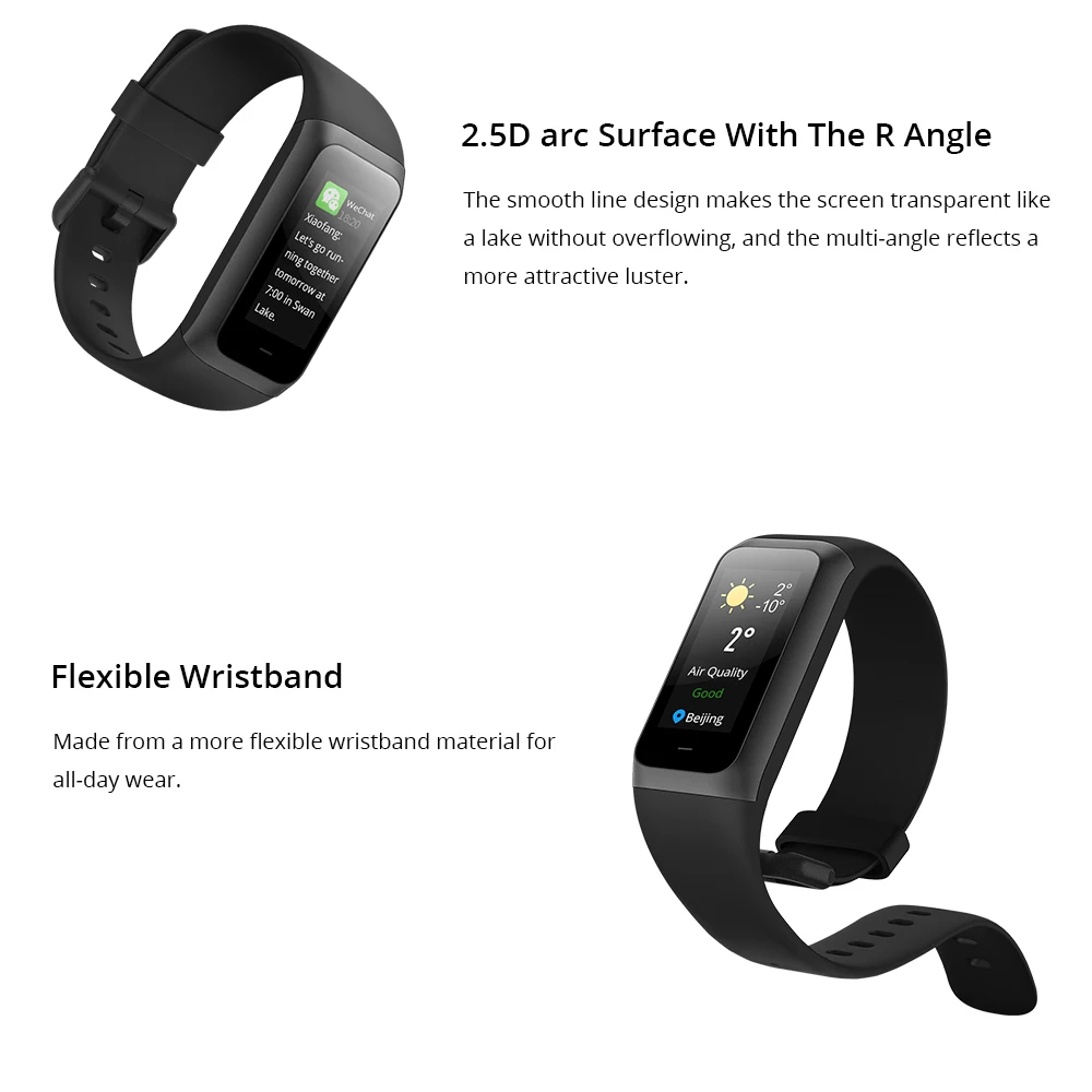 Умный Браслет Huami Amazfit Band 2 5ATM водонепроницаемый 2.5D IPS 316L нержавеющая сталь рамка