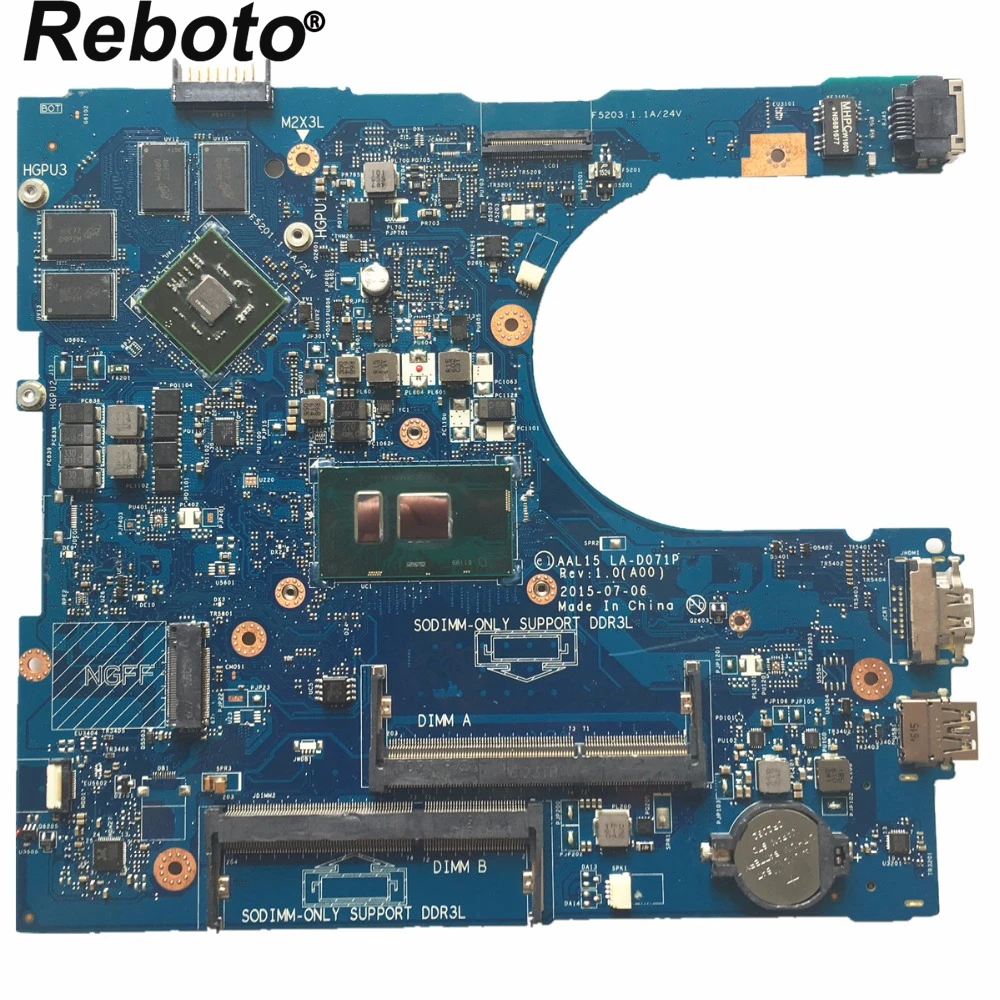 Reboto для Dell 5559 Материнская плата ноутбука aal15 la-d071p с sr2ey i5-6200 Процессор R5 M335 2 ГБ DDR3L плата тестирование быстрая