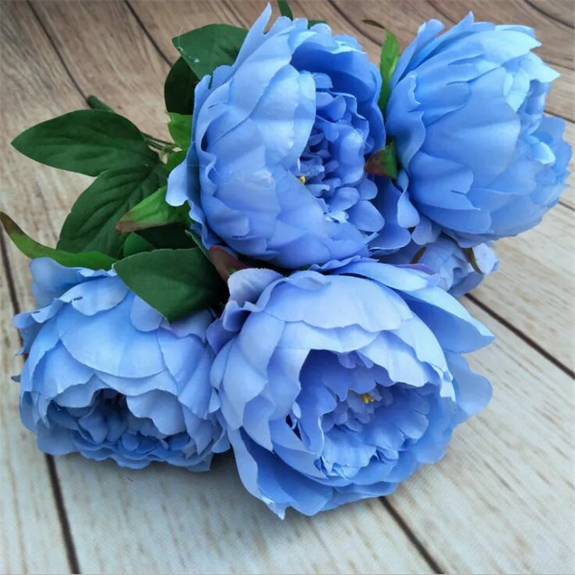 

10pcs Artificial Peony Flower Fake Peonies (5 heads/bunch) Flowers 6 colors for Wedding Bouquets Centerpieces