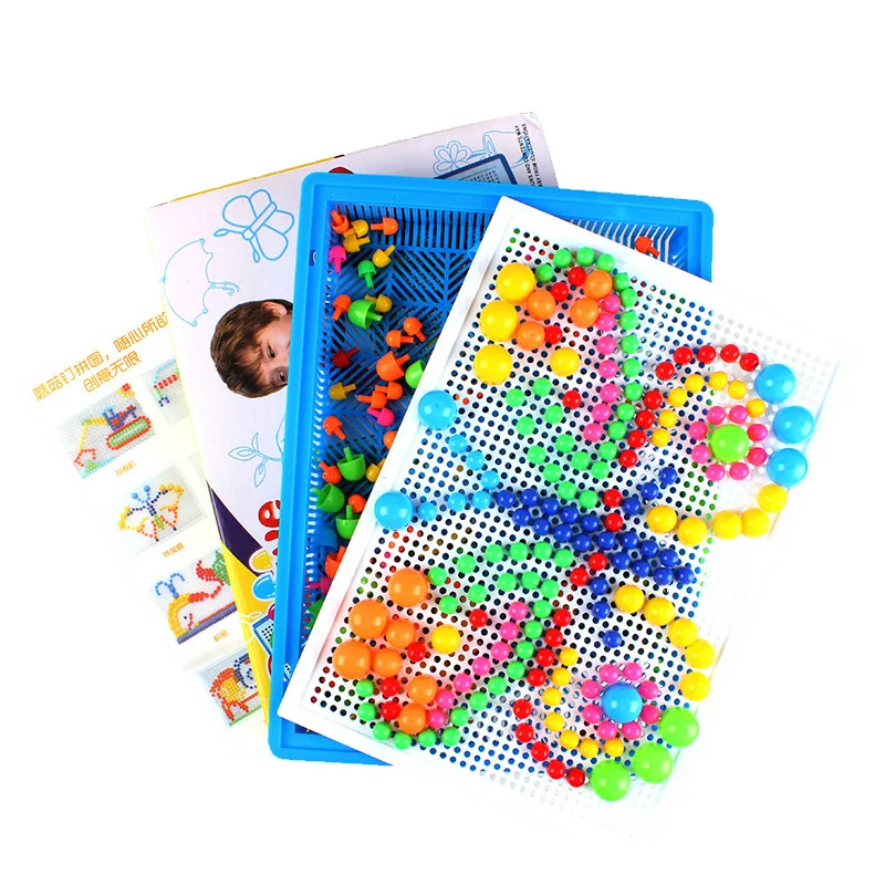 Коробка упакованы 296 Зерна Гриб Ногтей Бисер Интеллектуальные 3D Пазлы для Детей