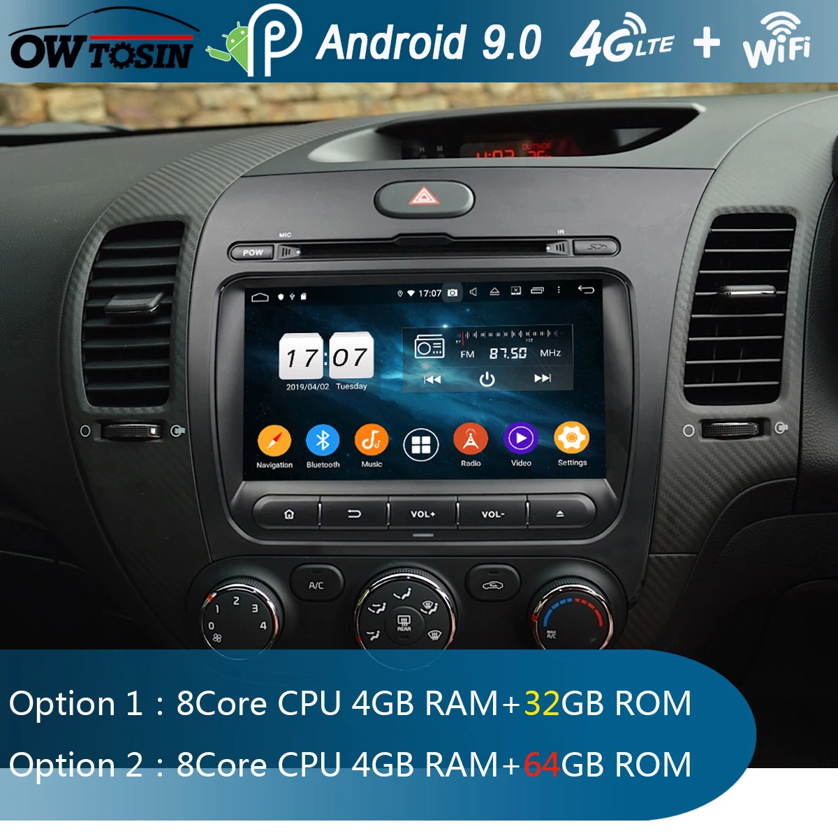 " ips 1920*1080 8 Core 4G ram+ 64G rom Android 9,0 автомобильный dvd-плеер Для Киа церато Форте K3 2013 DSP радио gps Parrot BT