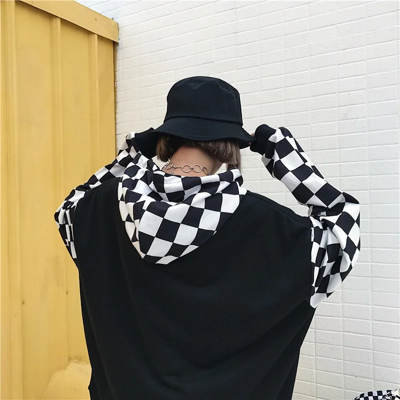 Новинка Осенняя Корейская уличная мода Harajuku winte ulzzang свободные клетчатые