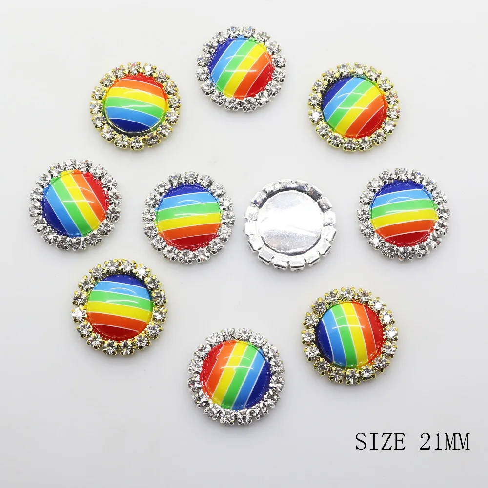 ZMASEY распродажа цена 10 шт./лот 21 мм Разноцветные полосатые пуговицы полимерные