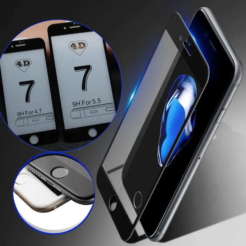 4D изогнутый край холодная резьба полное покрытие закаленное стекло на iPhone 6 6S 7 Plus