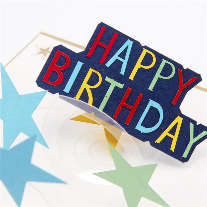 3D лазерная резка ручной работы резьба Радуга звезды дети День Рождения Вечеринка