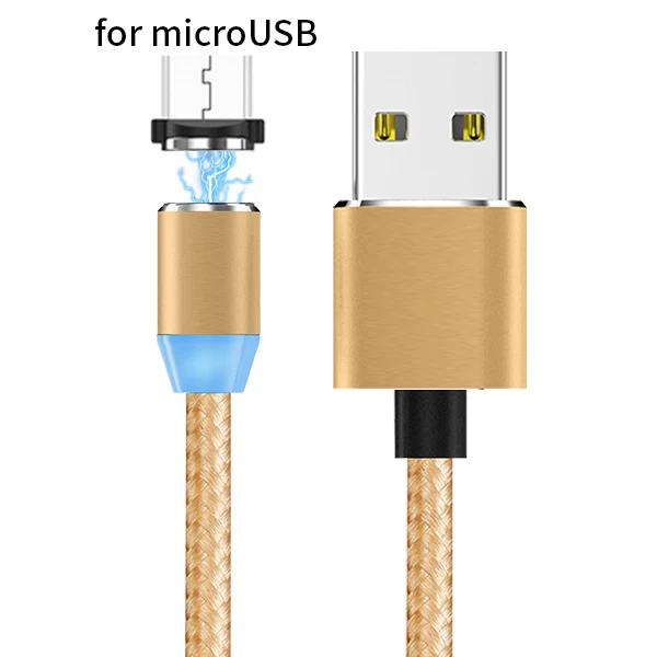 Micro USB Gold Магнитный кабель SOVAWIN Micro USB для быстрой зарядки светодиодный светильник 1 м Магнитный кабель для зарядки телефона для iphone для samsung для huawei P9 - Цвет: Micro USB Gold