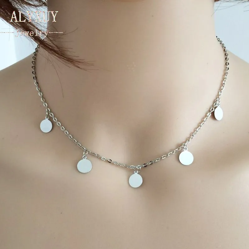 Новые модные ювелирные изделия звено цепи круглый лист колье-ошейник подарок для