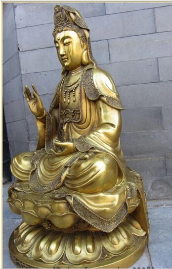WBY 506 + Статуя Дракона Медь Гуань Инь богиня Гуаньинь Будда сидящий лотоса статуя
