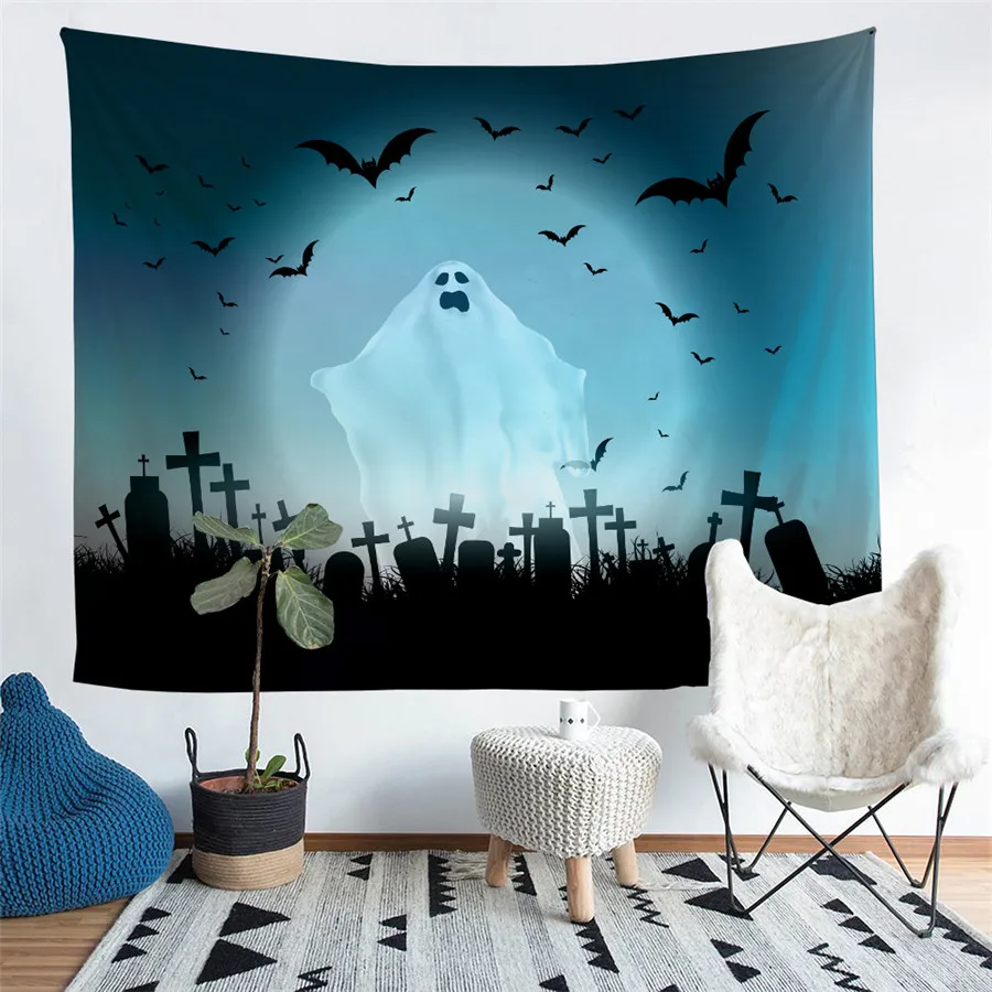 HELENGILI Home Furnishing Halloween Tapestry Wall Hanging Sandy Beach Picnic Throw Rug Blanket Camping Tent Sleeping Pad | Дом и сад
