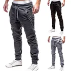 Модные мужские спортивные ремни на молнии, повседневные свободные спортивные штаны, брюки-джоггеры на шнурке, брюки для танцев, рваные мужские брюки SkinnyZ313