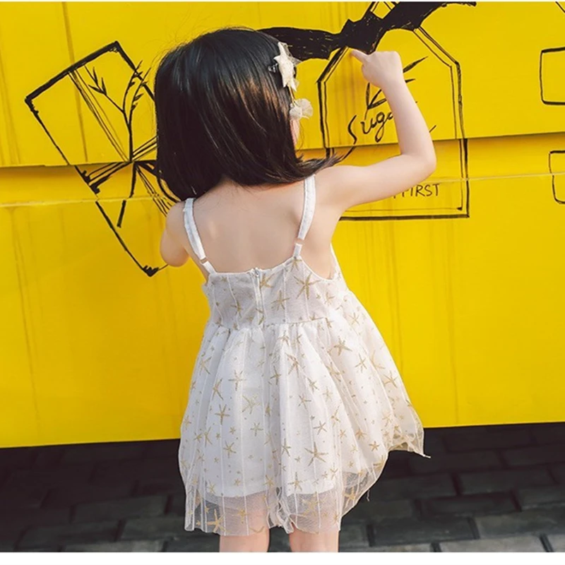 LILIGIRL 2019 модное пляжное платье для девочек Детский костюм без рукавов с принтом