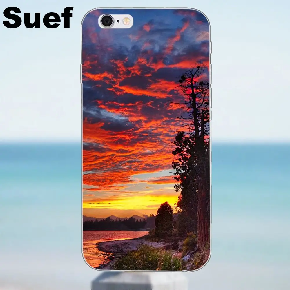 Для iPhone 4 4S 5 5S 5C SE 6 6S 7 8 Plus X Galaxy J1 J3 J5 J7 A3 A5 2016 2017 мягкий оригинальный горный Озеро