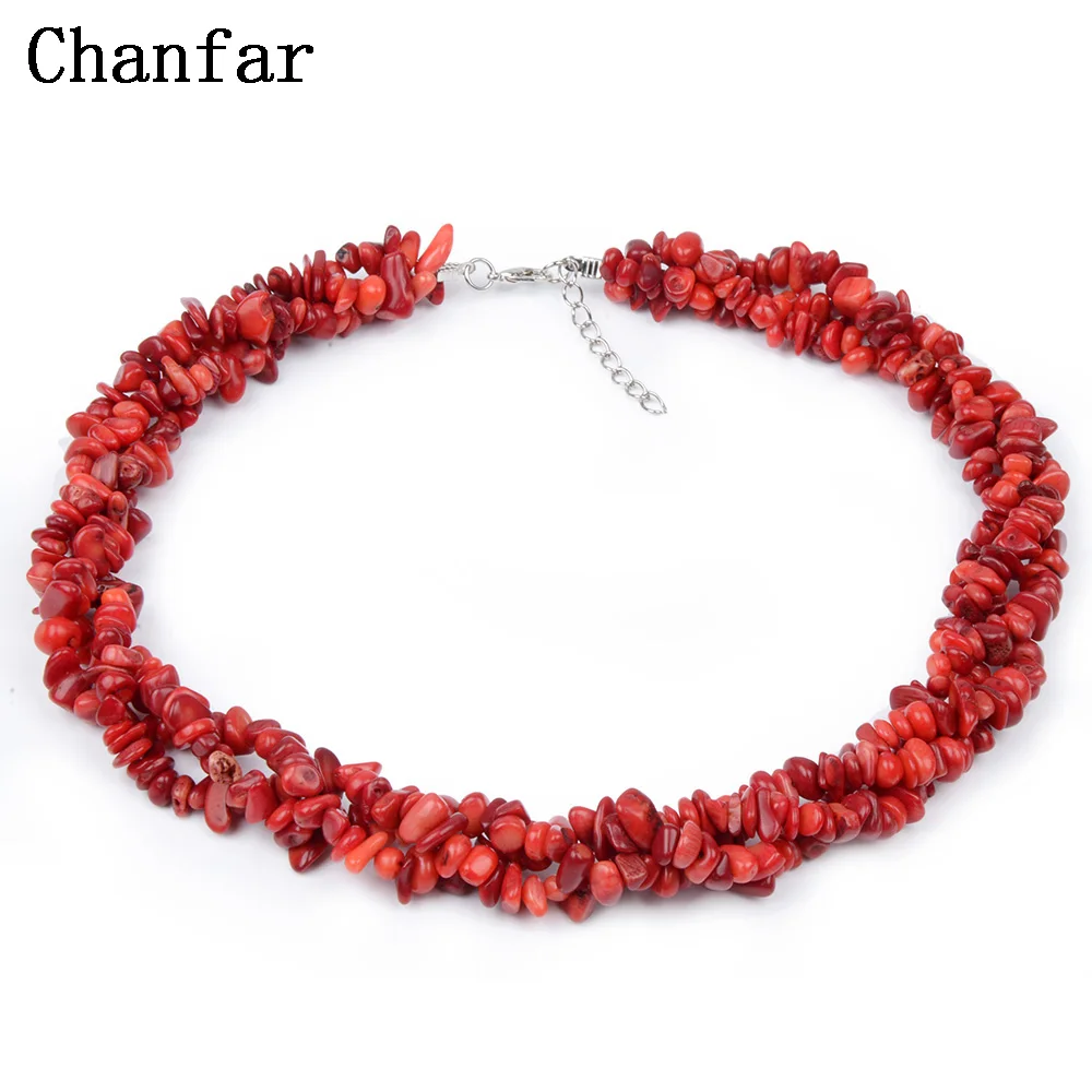 

Chanfar Elegant Rose Pink Chip Natural Stone Necklace Bohemian Beads Wrapped Lobster Clasp Statement Necklace Women Jewelry