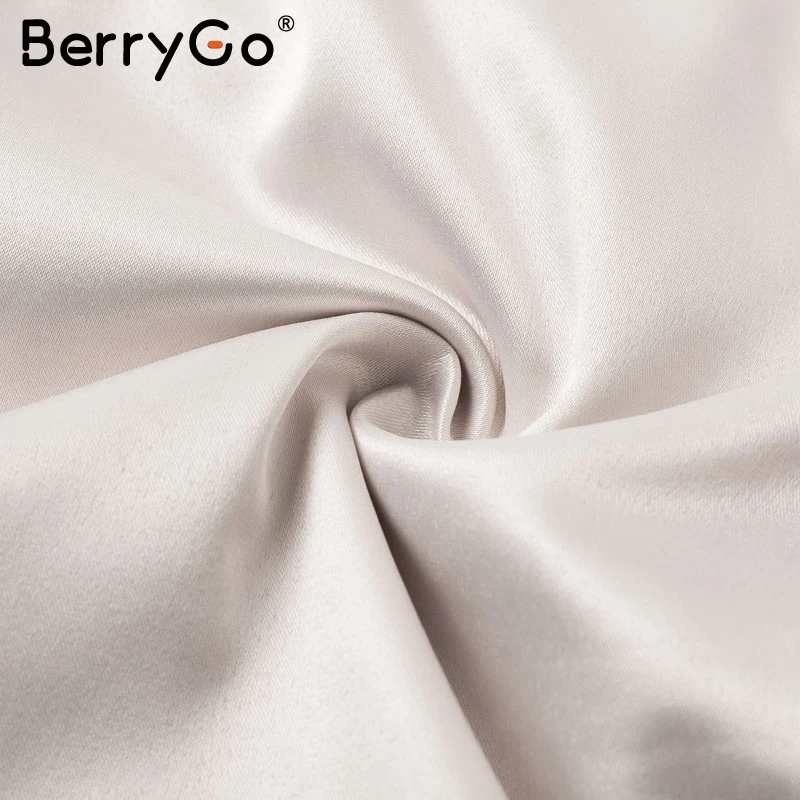 BerryGo, элегантное атласное платье с рюшами, женское, с длинным рукавом, с рюшами, с завязками на шее, женские короткие платья, вечерние, Клубные, с поясом, дамские платья