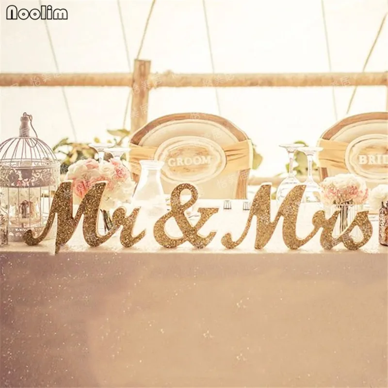 NOOLIM Золотой Деревянный Mr & Mrs стоячие буквы свадебный стол Центровой знак для
