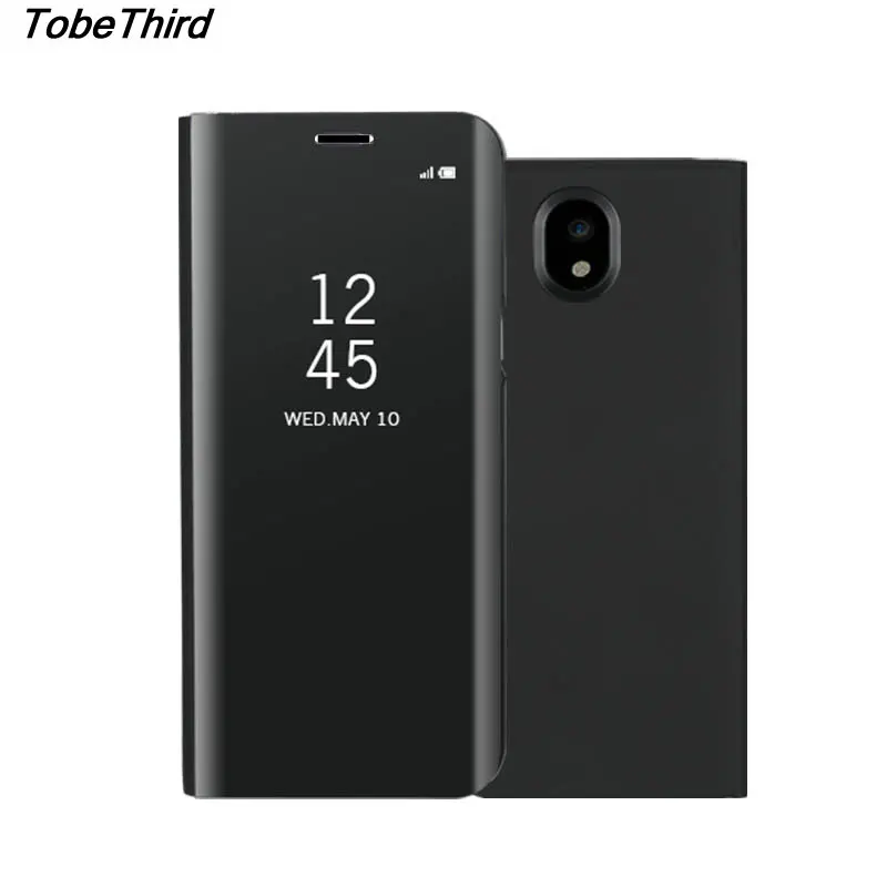 Для Samsung J330 случае поверхности зеркала Smart View стоят кожаный чехол аксессуар для