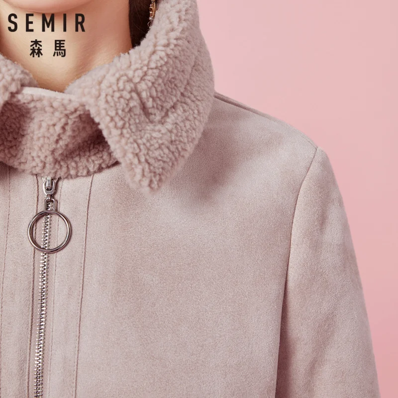 SEMIR Женская байкерская куртка из искусственной замши с подкладкой