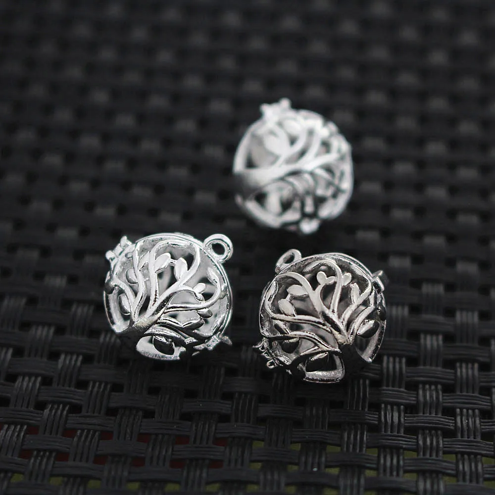 Филигранное Дерево жизни с круглым шариком 15 мм полый клетчатый медальон