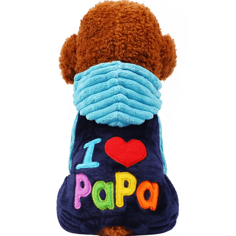 Лидер продаж модная зимняя одежда для собак I Love Papa and Mama домашних животных пальто