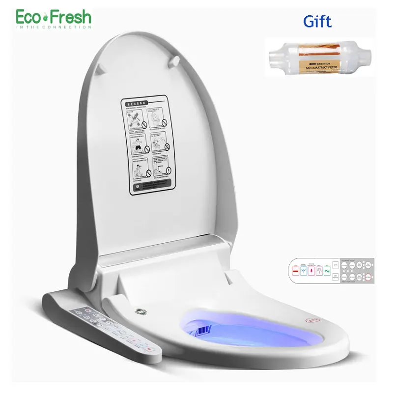 EcoFresh Смарт сиденье для унитаза электрическое биде интеллектуальное сиденье для унитаза с подогревом светодиодное освещение массажный уход для ребенка женщины