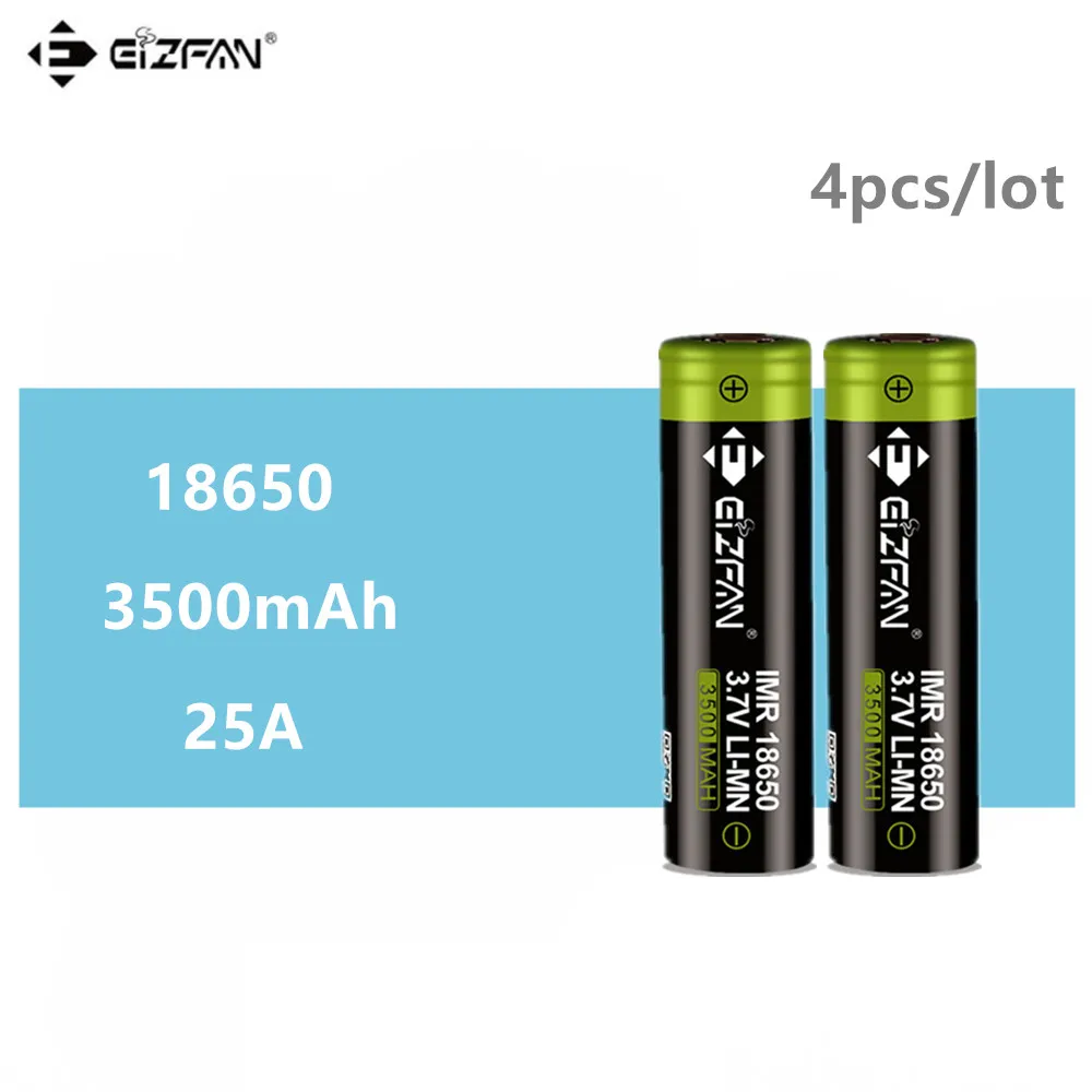 4 шт. EIZFAN IMR 18650 3500 мАч 25A EFAN электронная сигарета батарея для Vaporesso Wismec Eleaf IJOY SMOK Joyetech