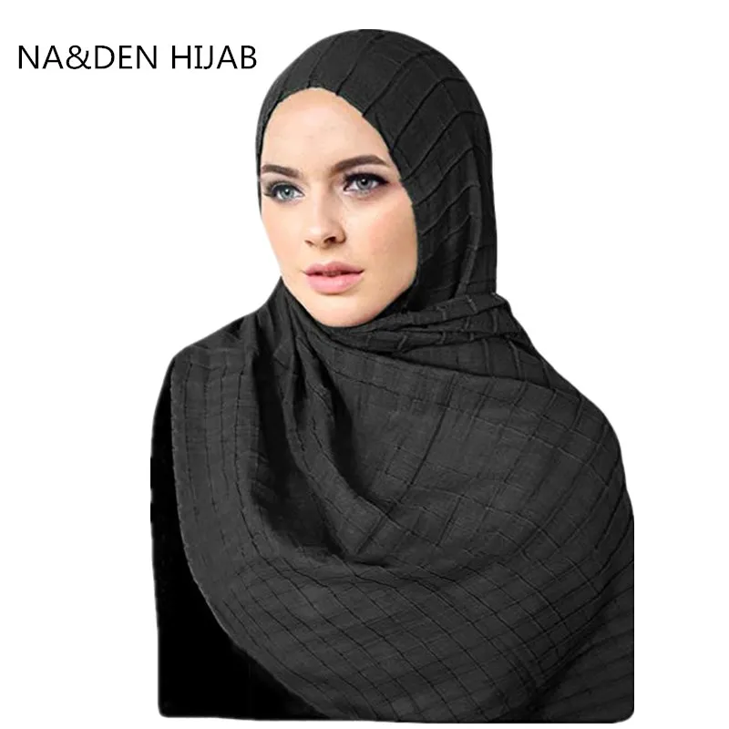 

Hot sale crinkled elastic women scarf/scarves embossed grid shawl solid soft viscose muslim hijabs wraps 10pcs/lot fast shipping