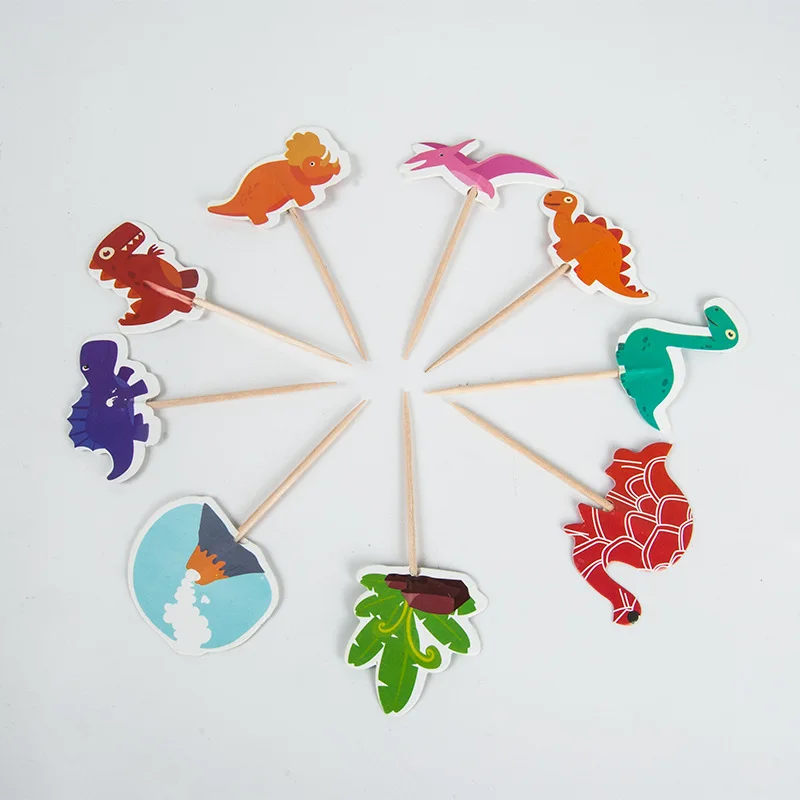 dinosaur 24 шт. Белоснежка Принцесса Dupcake топперы флажки для торта Baby Shower День рождения поставки торт декоративные шляпы с палочками - Цвет: dinosaur
