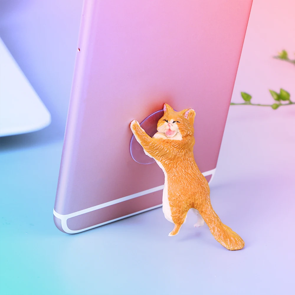 orange Держатель для телефона милый кот поддержка смолы держатель для мобильного телефона Подставка присоски планшеты стол присоски дизайн высококачественный смартфон держатель - Цвет: orange