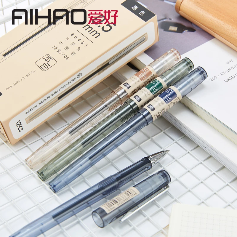AIHAO брендовая нейтральная ручка черного и серого цвета деловая авторучка 12 шт.