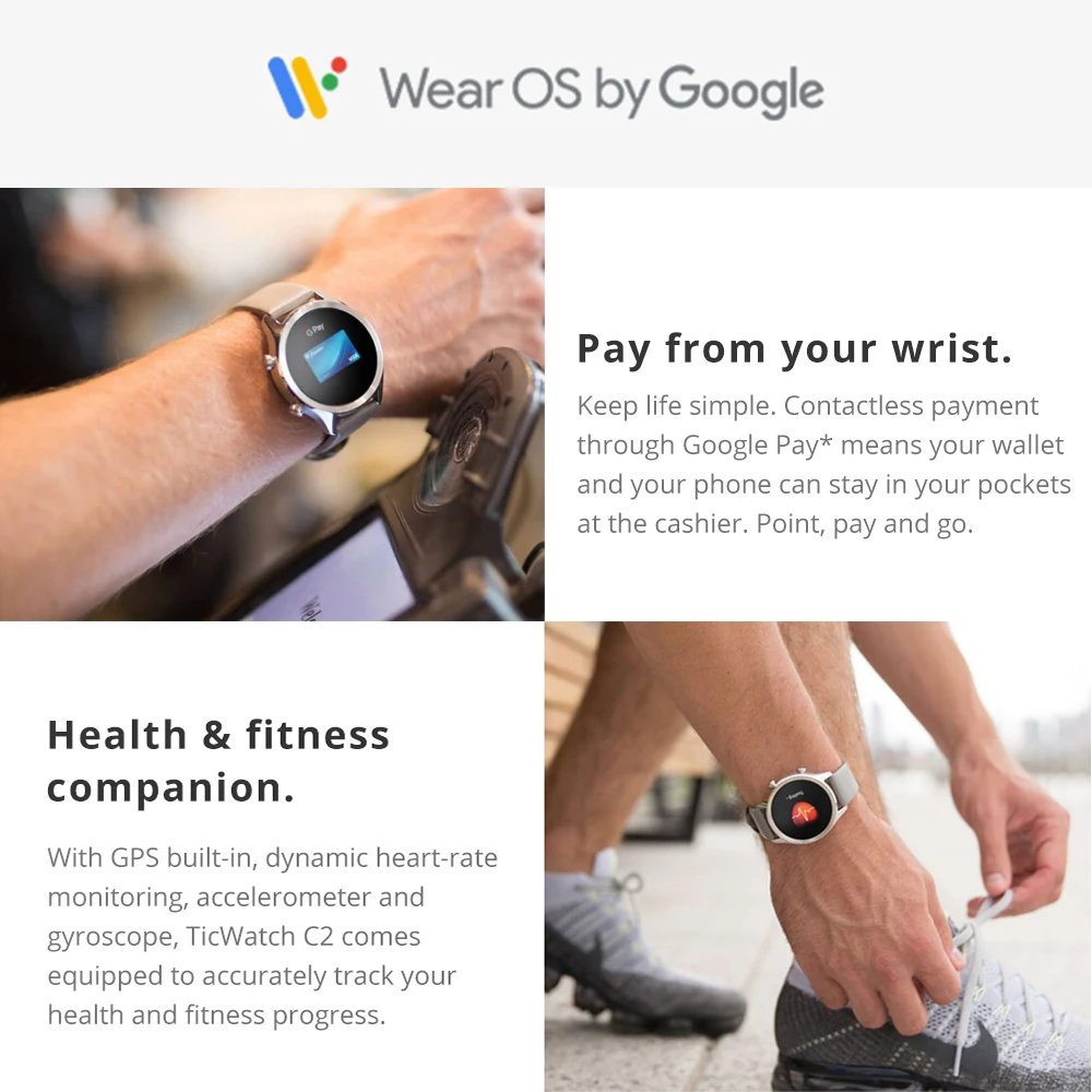 1 год гарантии Ticwatch C2 Смарт часы для мужчин и женщин Strava WIFI GPS IP68 Водонепроницаемые