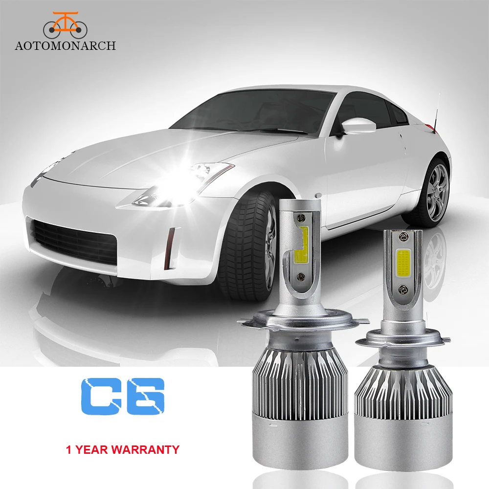 Светодиодные лампы для автомобильных фар AOTOMONARCH H7 H4 H8 H9 H11 H1 HB3 9005 HB4 9006 Auto 72W 8000LM