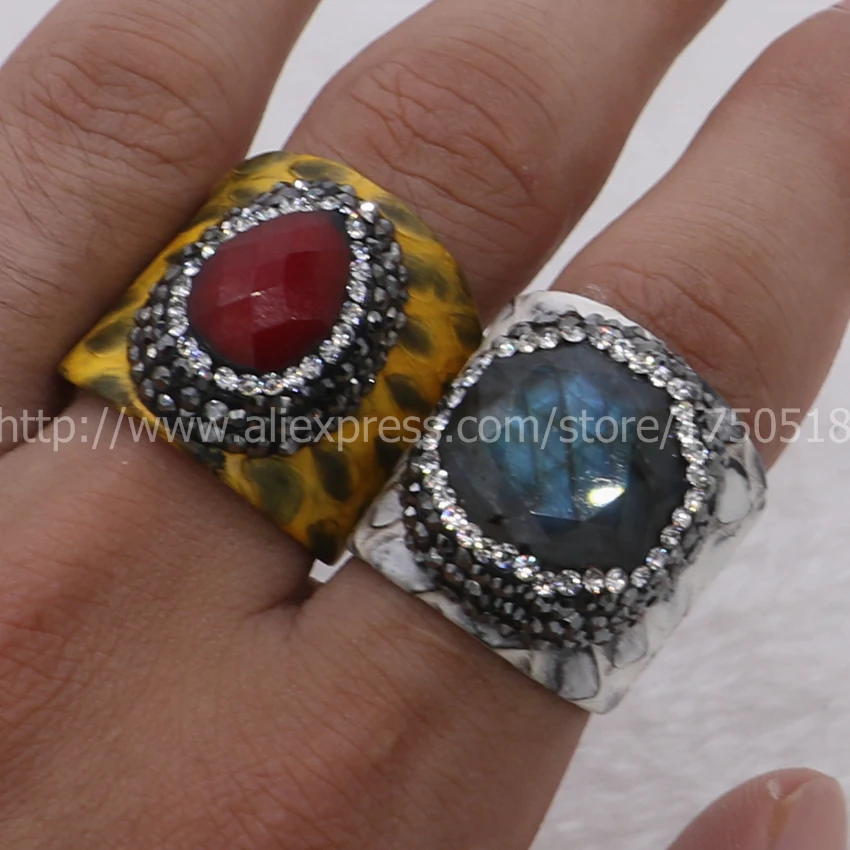 Кольцо с граненым камнем женское регулируемое кольцо друзой из натурального