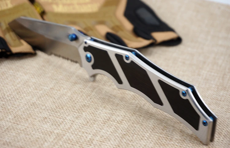 2017 Новый Зубчатые Охотничий Нож Складной Тактический Выживания 8CR17Mov Стали