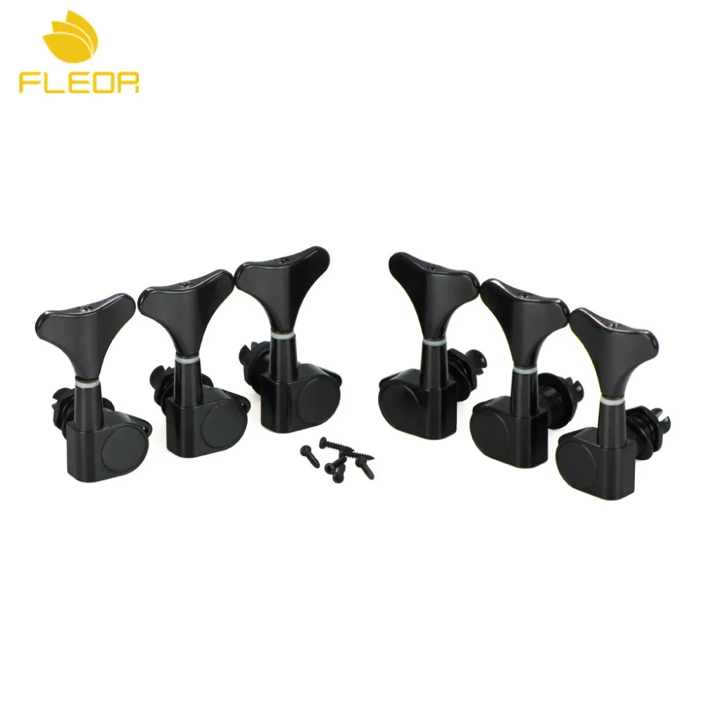 FLEOR 6 шт./компл. черный закрытый 5/6 струнный басовый тюнинговый колышки ключи 3L3R