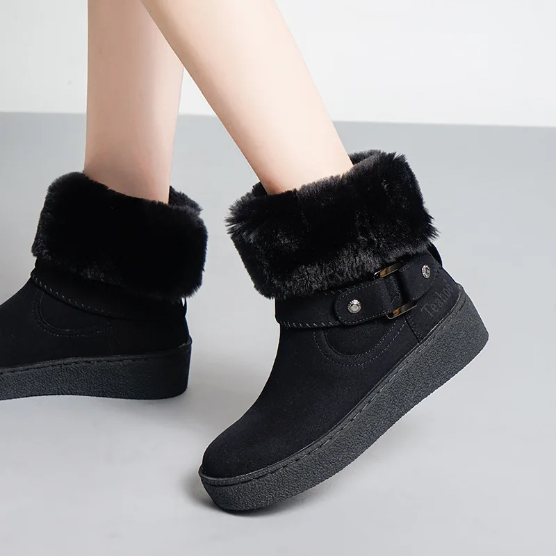 Botas mujer Повседневная обувь Женские модные брендовые зимние ботинки теплые до