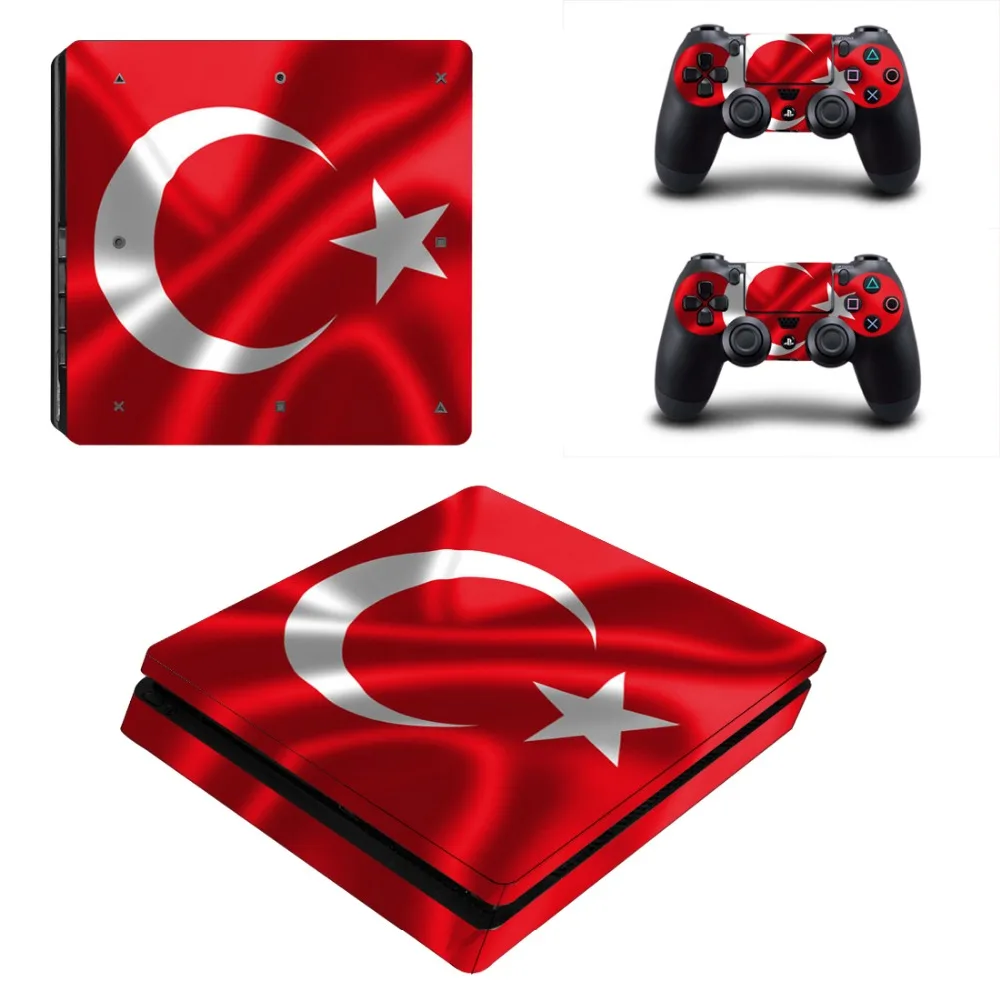 Турецкий флаг для Playstation 4 PS4 тонкий игровой консоли наклейки стикеры на кожу+ 2 предмета наклейки для PS4 тонкий контроллер