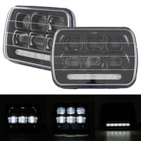 2pcs 5x7 inch square led headlight 65w drl high low beam offroad driving headlamp for jeep wrangler yj cherokee xj truck