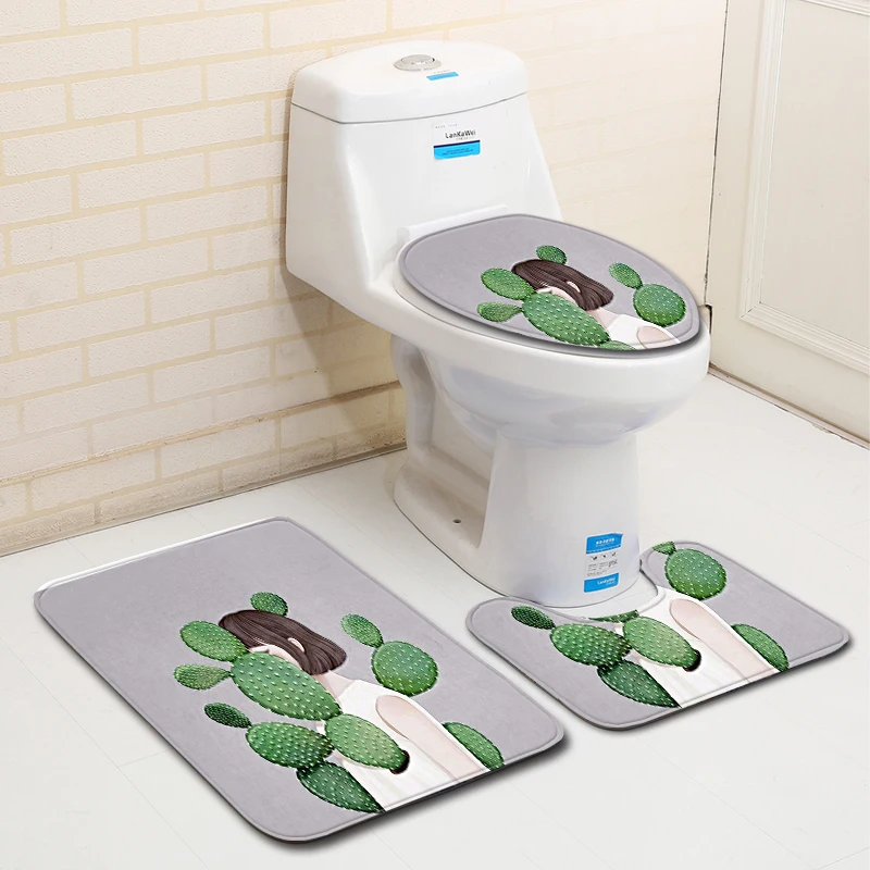 Набор ковриков для ванной из 3 предметов в скандинавском стиле фланелевый