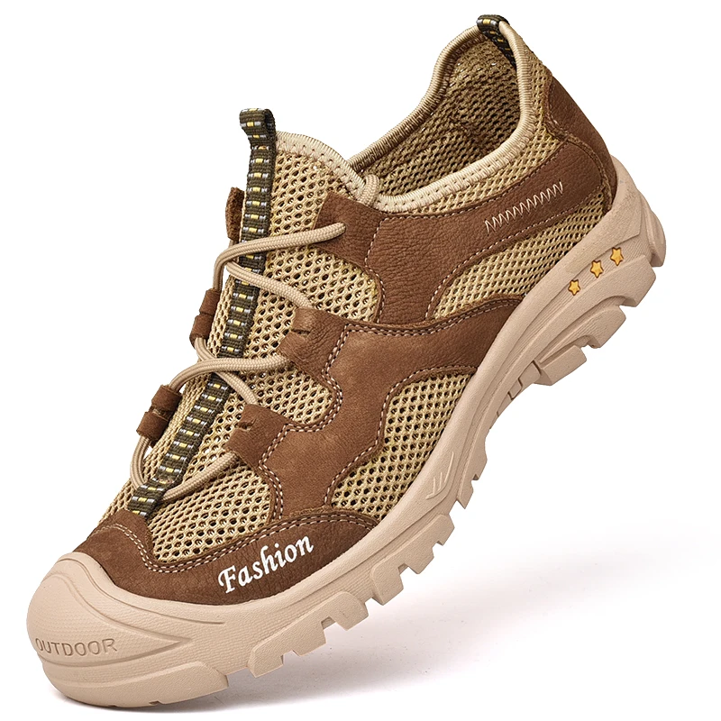 

2019 Spring Autumn Platform Genuine Leather Man Casual Shoes Men Footwear Male Sneakers Walking Outdoor Thick Sole Mesh shoes