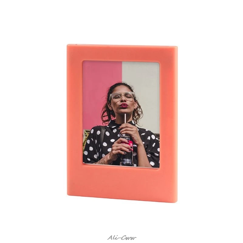 Magnetic Photoframe Mini Colorful DIY Magnetic Photo Frame Fridge Refrigerator Magnet Picture Frame for Holding 3 Inch Photos - Цвет: Coral Orange