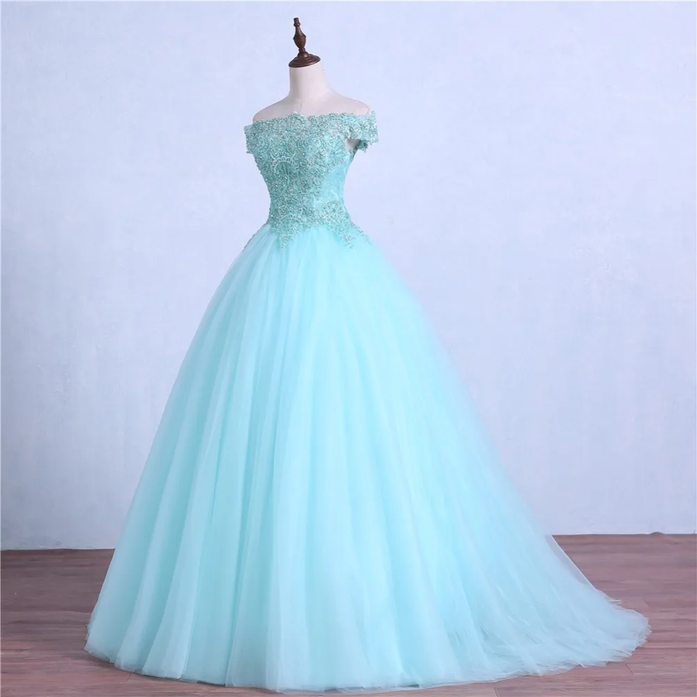 Ruthshen мятно зеленые платья для Quinceanera с открытыми плечами кружевные бусины Тюль
