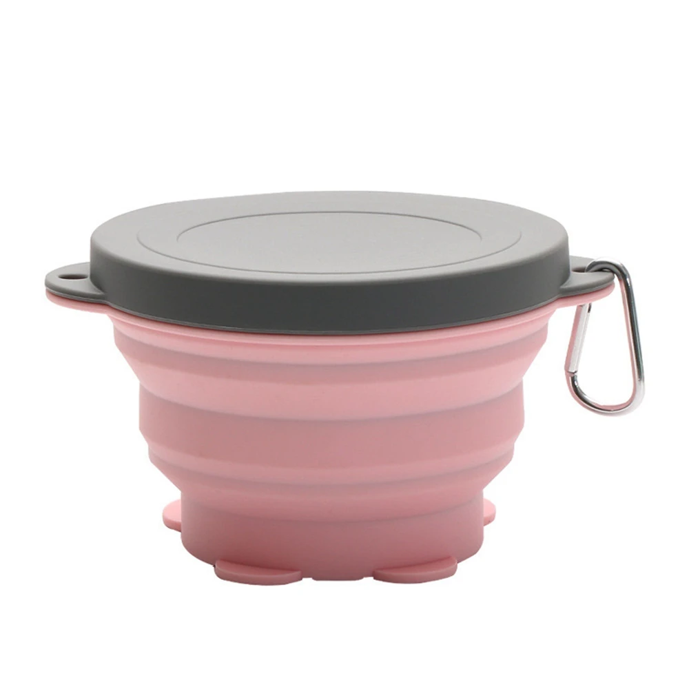 Pink 1000ml 1000 мл/720 мл пищевая Складная Силиконовая миска портативная для путешествий Складная миска с крышкой для дома и отдыха на природе - Цвет: Pink 1000ml